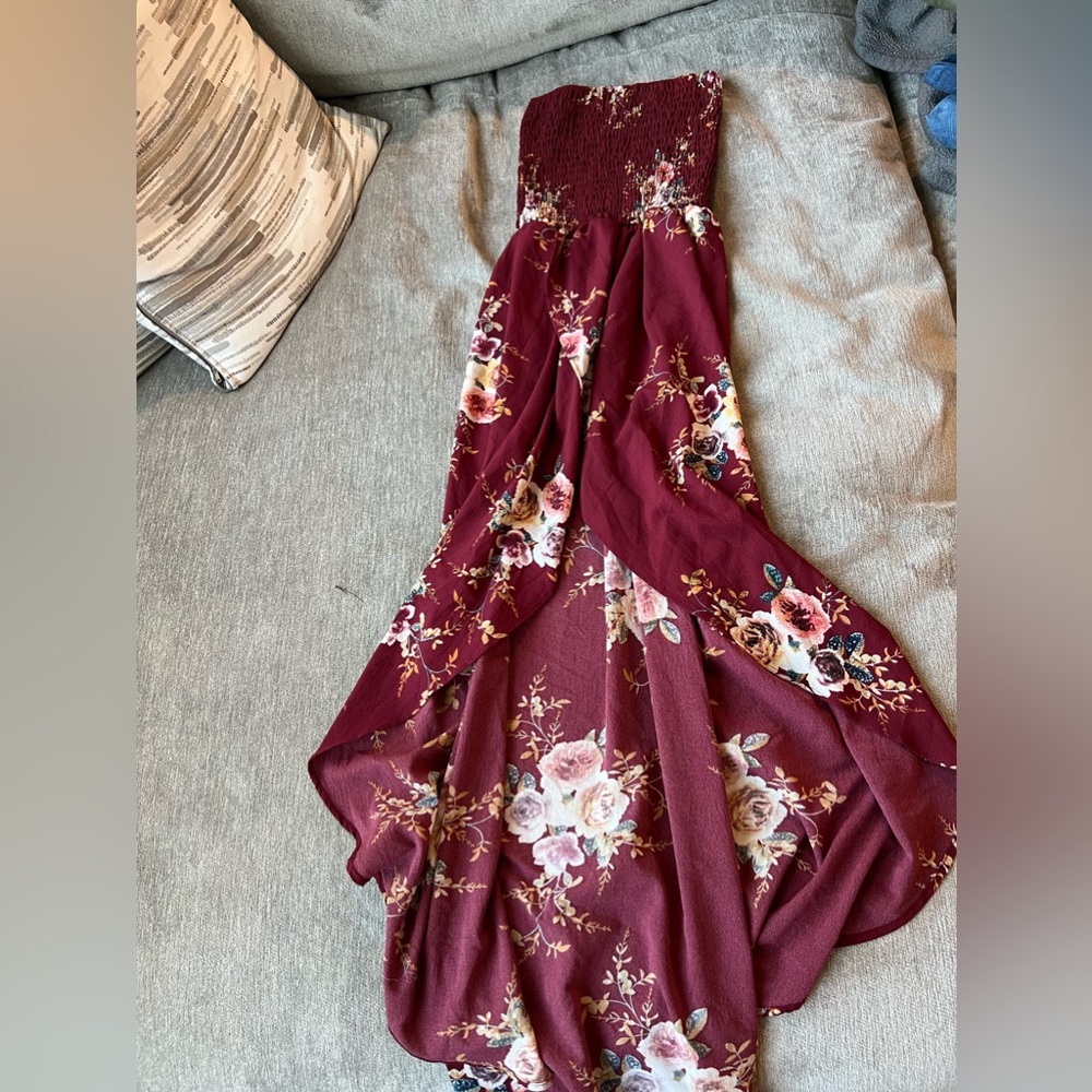 Strapless floral dress M